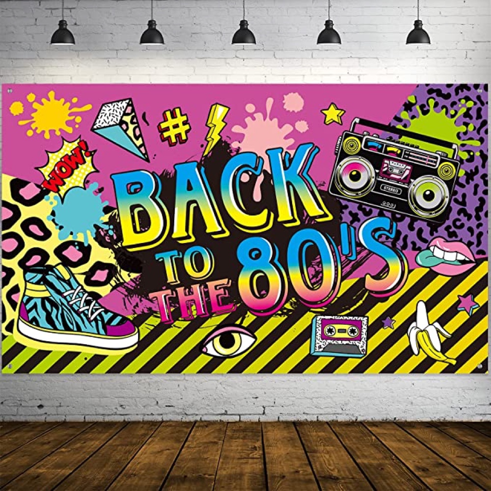 80's Theme Party Ideas for Games - Decorations - Costumes - 80's Theme Backdrop