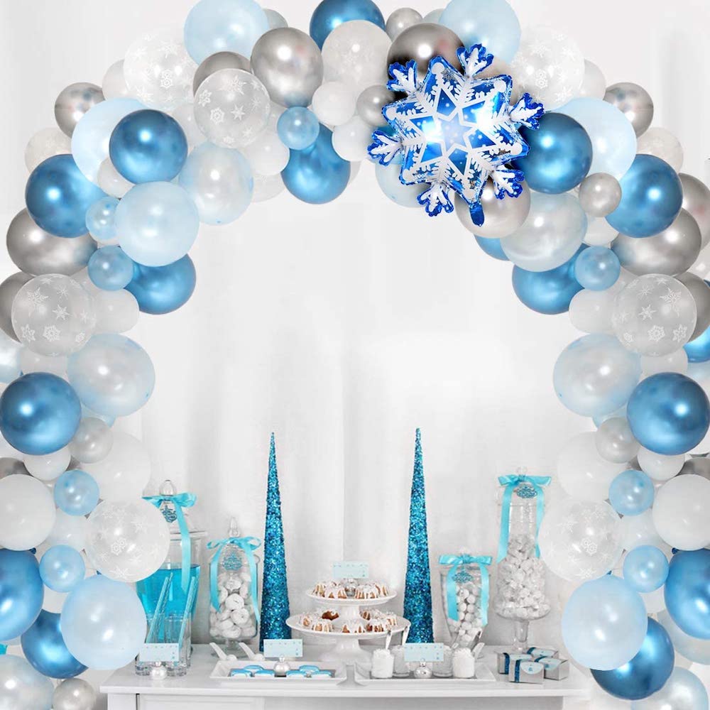 Winter Wonderland Party Ideas - Decorations - New Year - Christmas Party Themes - Balloon Arch
