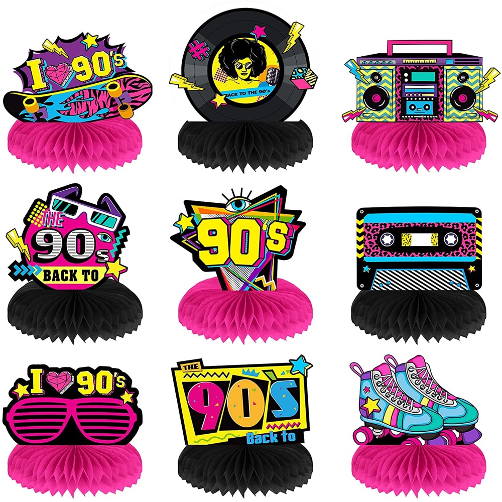 90's Themed Party - 1990's Party Ideas - 90's Theme Party Table Centerpieces