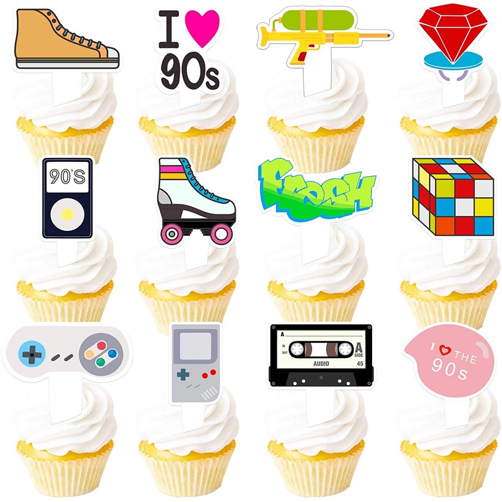90's Themed Party - 1990's Party Ideas - Cupcake Toppings