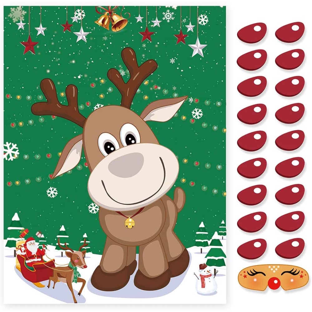 Rudolph Christmas Party Ideas - Xmas Themed Party - Pin the Nose on Rudolph Game