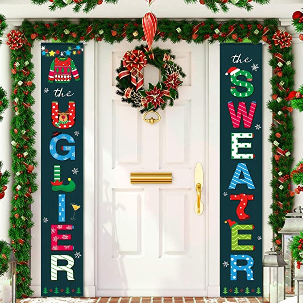 Ugly Christmas Sweater Themed Party - Office Xmas Party Ideas - Workplace Party Ideas - Door Banner