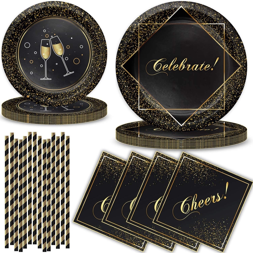New Year's Eve Party Ideas - New Year's Eve Party Supplies - Tableware - Plates - Napkins - Straws