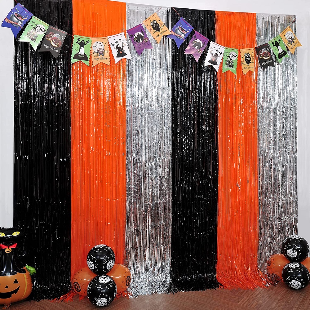 Halloween Party Ideas - Horror Party Theme Supplies - Halloween Tinsel Fringe Curtain