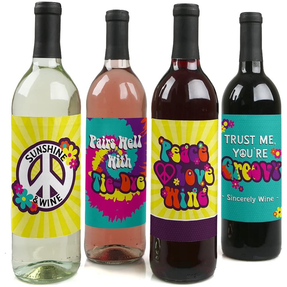60's Themed Party - Hippy Party Ideas - 60's Theme Wine Bottle Labels