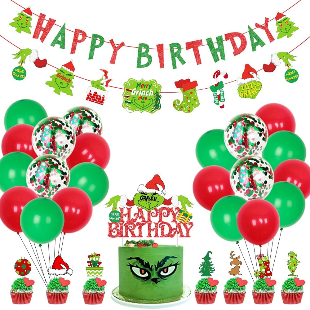The Grinch Themed Christmas Party Ideas - Party Supplies - Party Decorations - Party Set