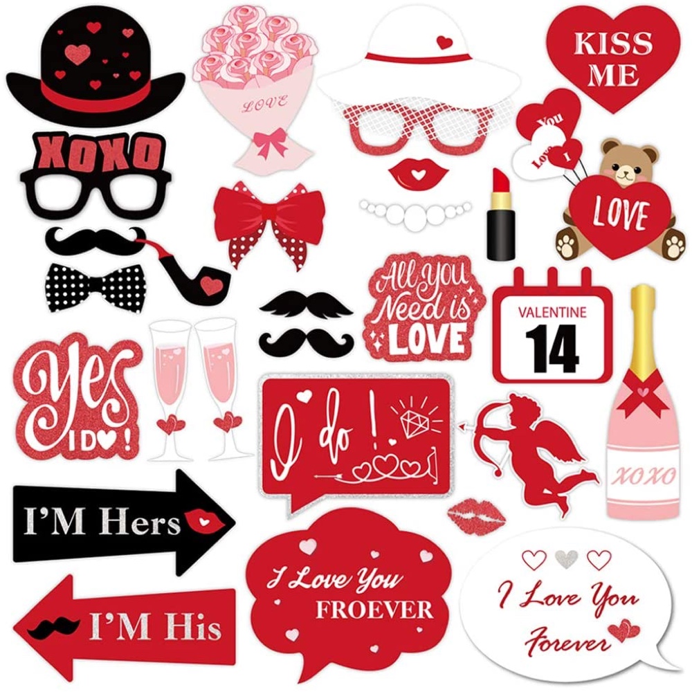 Valentine's Day Themed Party - Romantic Party Ideas and Party Supplies - Photo Booth Props