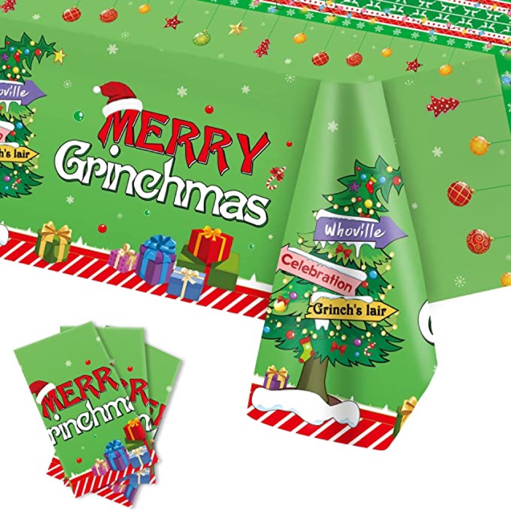 The Grinch Themed Christmas Party Ideas - Party Supplies - Party Decorations - Tablecloth
