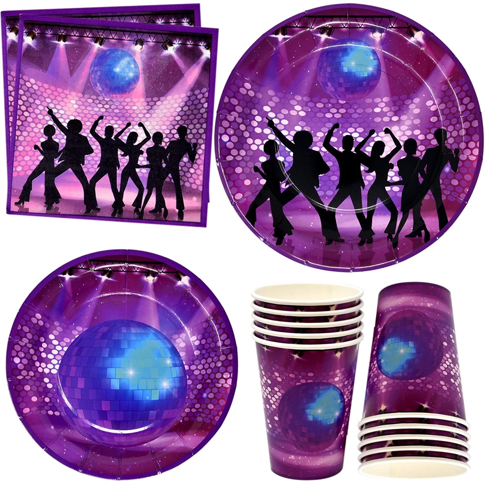 Saturday Night Fever Themed Party - 70's Party Ideas and Supplies - Tableware - Paper Plates and Cups and Napkins