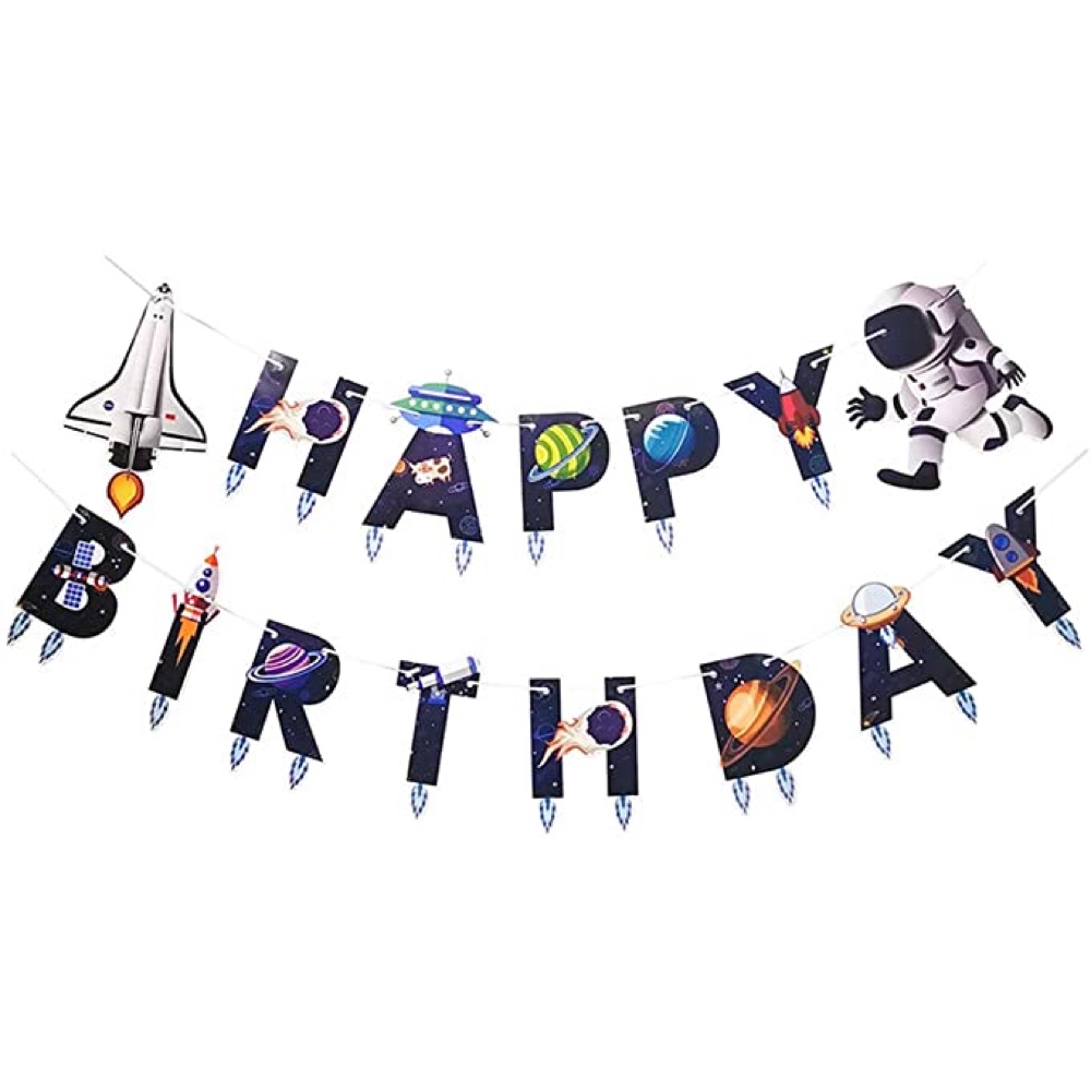 Sci-Fi Themed Party Ideas - Outer Space Party Supplies and Decorations - Happy Birthday Banner