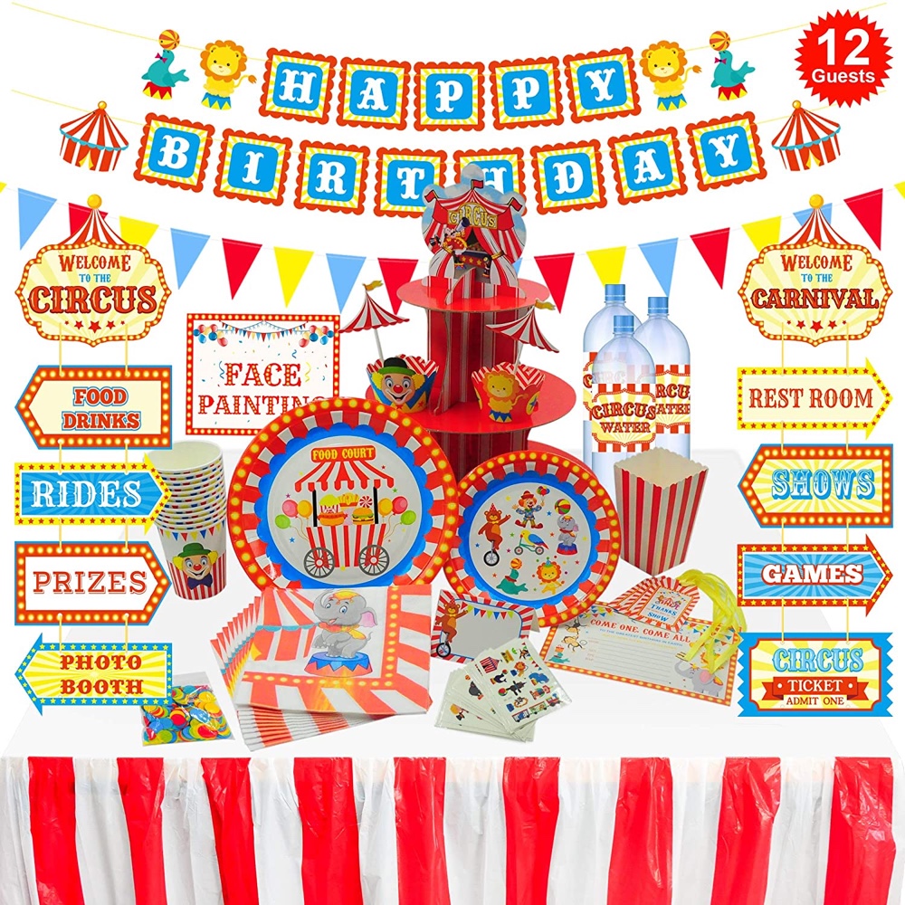 Circus Themed Party - Birthday Party Ideas - Party Supplies - Decorations - Food - Games - Party Set - Party Kit