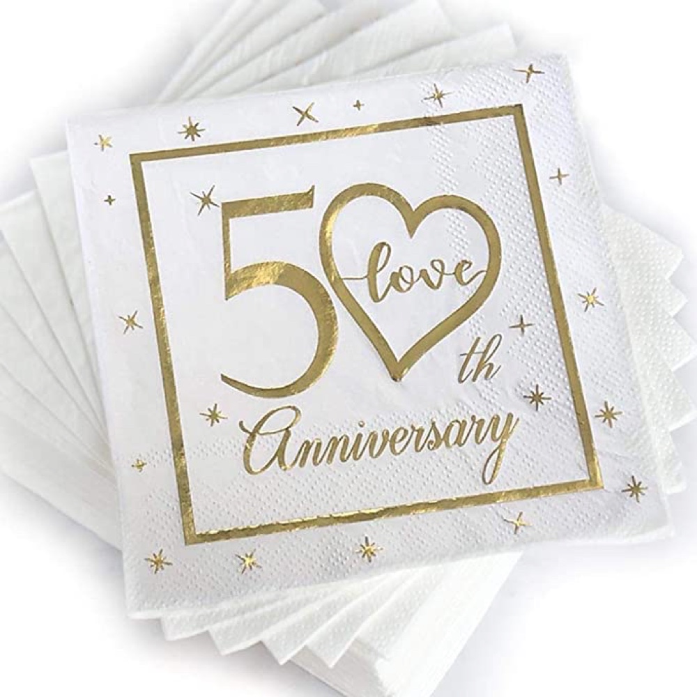 Golden Wedding Anniversary Party Ideas - Decorations - Supplies - Gifts - Napkins