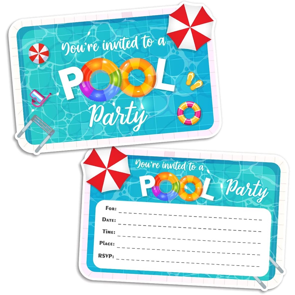 Backyard Pool Party - Home Summer Party Ideas - Decorations - Party Supplies - Food - Games - Decorations - Pool Party Invitations