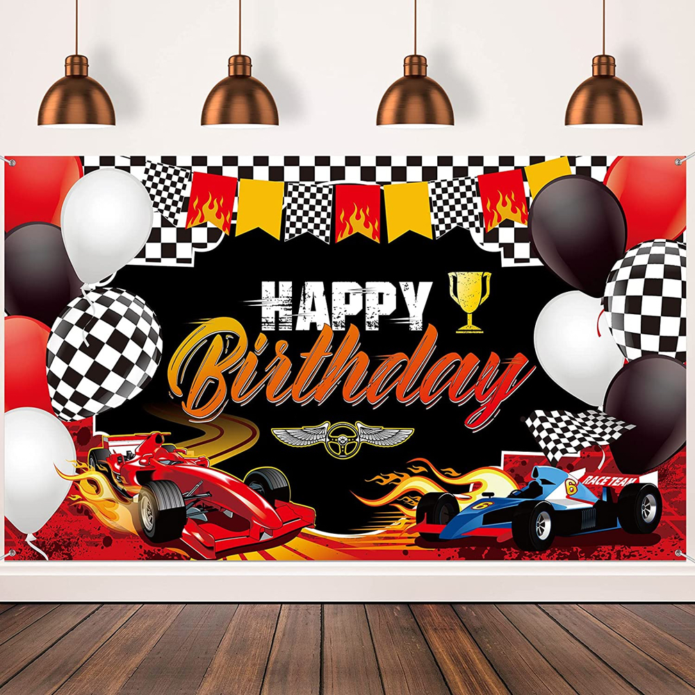 Racing Car Themed Party - Race Car Themed Party - Kids Childs Birthday Party - Ideas - Inspiration - Decorations - Games Party Supplies - Backdrop