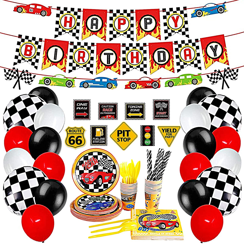 Racing Car Themed Party - Race Car Themed Party - Kids Childs Birthday Party - Ideas - Inspiration - Decorations - Games Party Supplies - Party Supplies Set