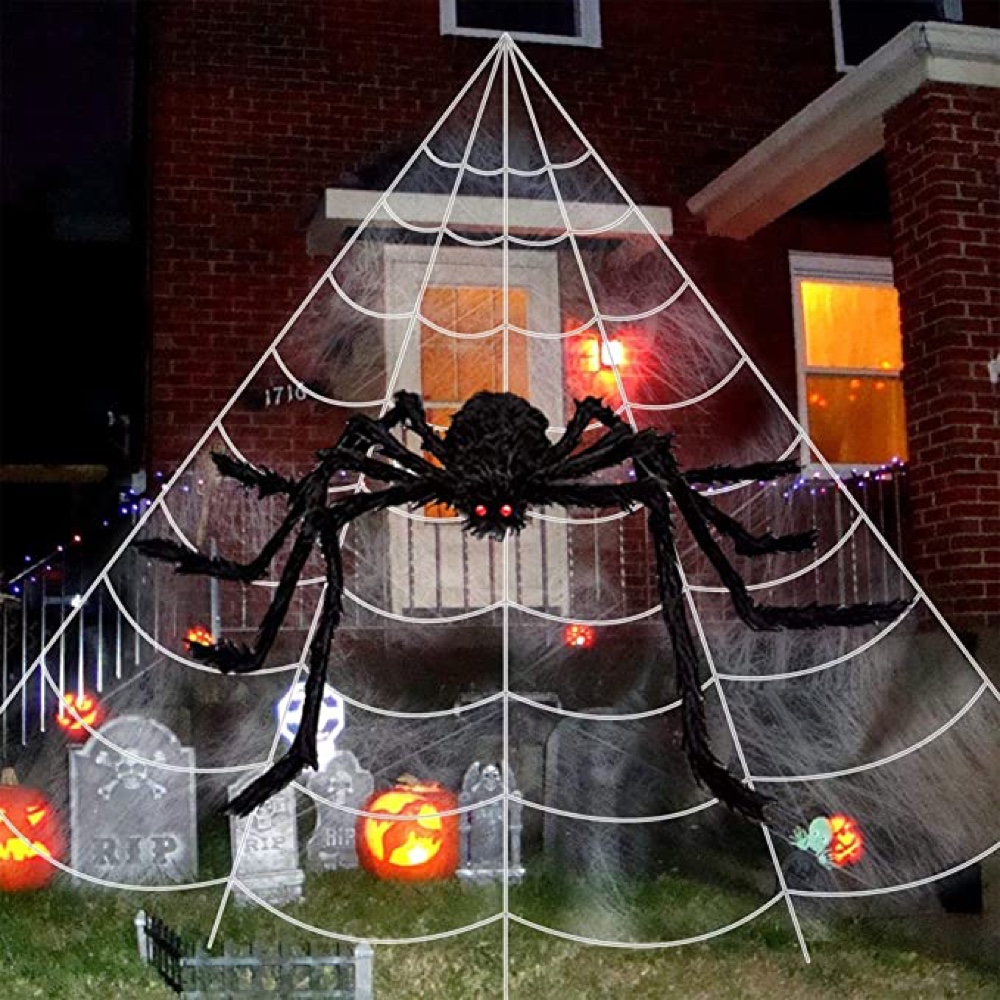 Haunted House Themed Halloween Party - Party Supplies - Decorations - Ideas - Inspiration - Spiderweb and Spider Decorations