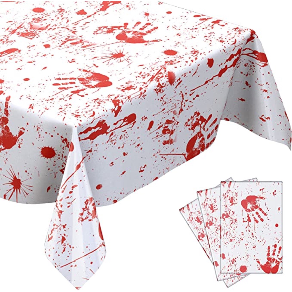 Shaun of the Dead Themed Halloween Party - Ideas - Inspiration - Decorations - Party Supplies - Horror Night - Scare Room - Zombie Blood Handprint Tablecloth