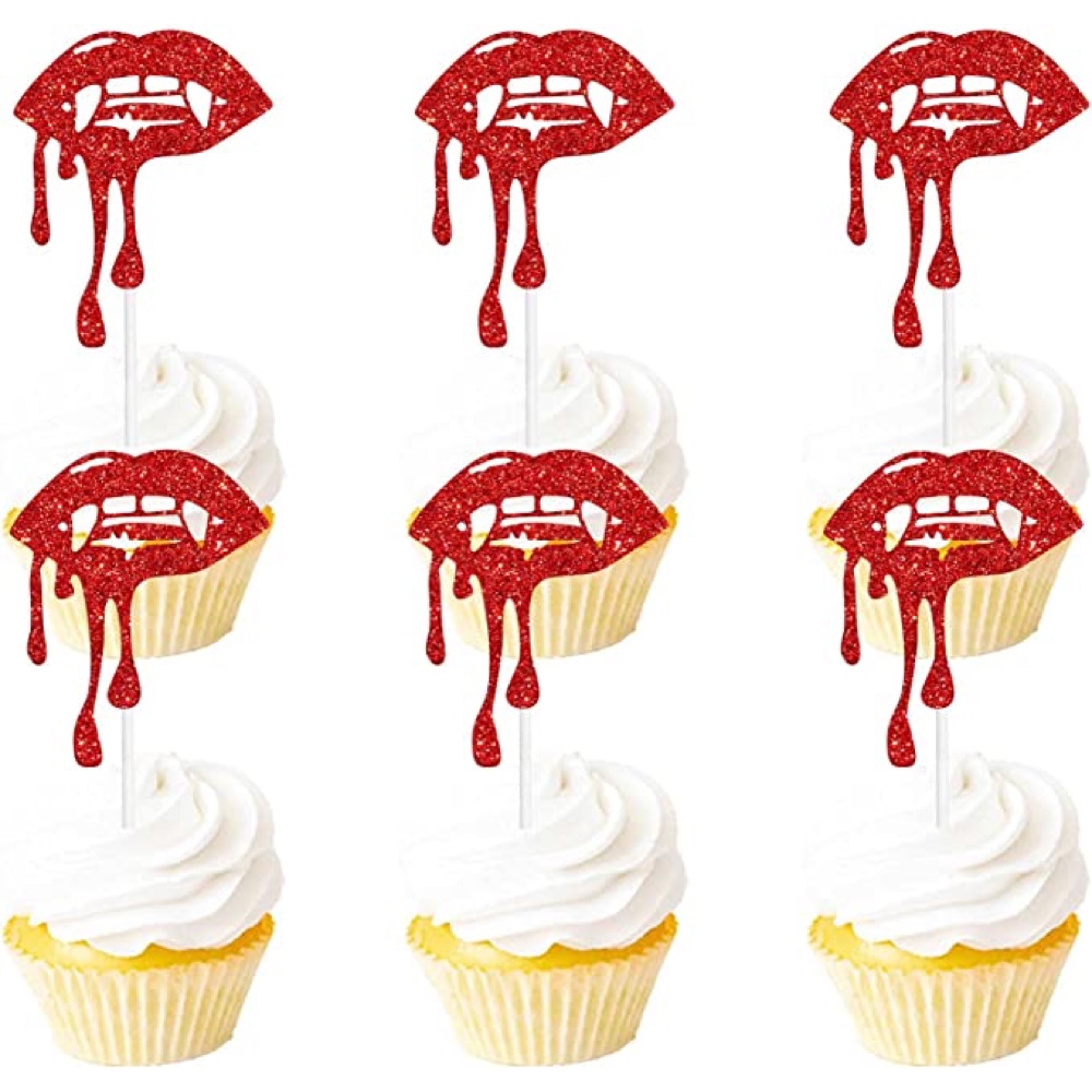Vampire Themed Party - Vampire Themed Halloween Party Dracula Themed Halloween Party - Birthday - Ideas - Inspiration - Party Supplies - Party Decorations - Cupcake Toppers