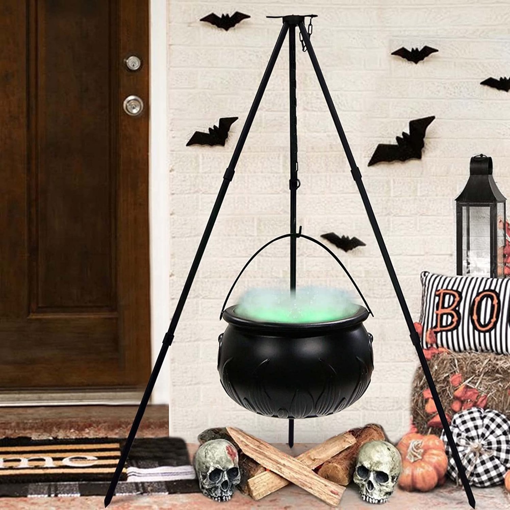 Witch Themed Halloween Party - Hocus Pocus Themed Halloween Party - Spooky Party Scare Room - Ideas - Inspiration - Party Decorations - Party Supplies - Cauldron on Tripod with Lights