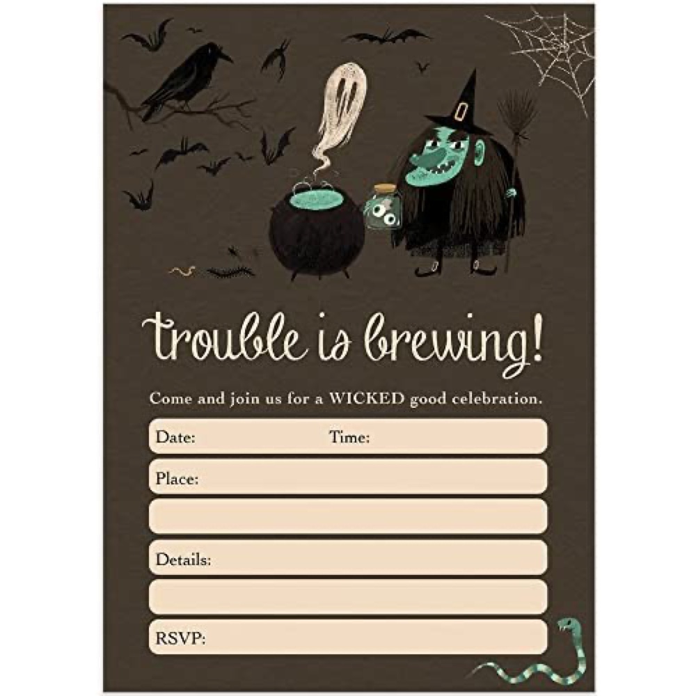 Witch Themed Halloween Party - Hocus Pocus Themed Halloween Party - Spooky Party Scare Room - Ideas - Inspiration - Party Decorations - Party Supplies - Party Invitations - Invites