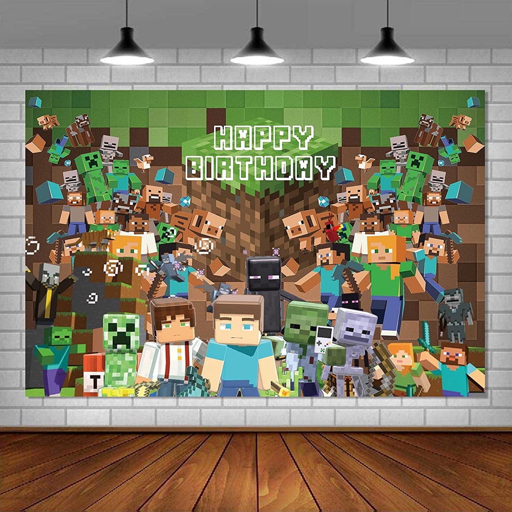 Minecraft Themed Party - Kids Children - Minecraft Theme Birthday Party - Video Games - Ideas and Inspiration - Party Supplies - Party Decorations - Backdrop