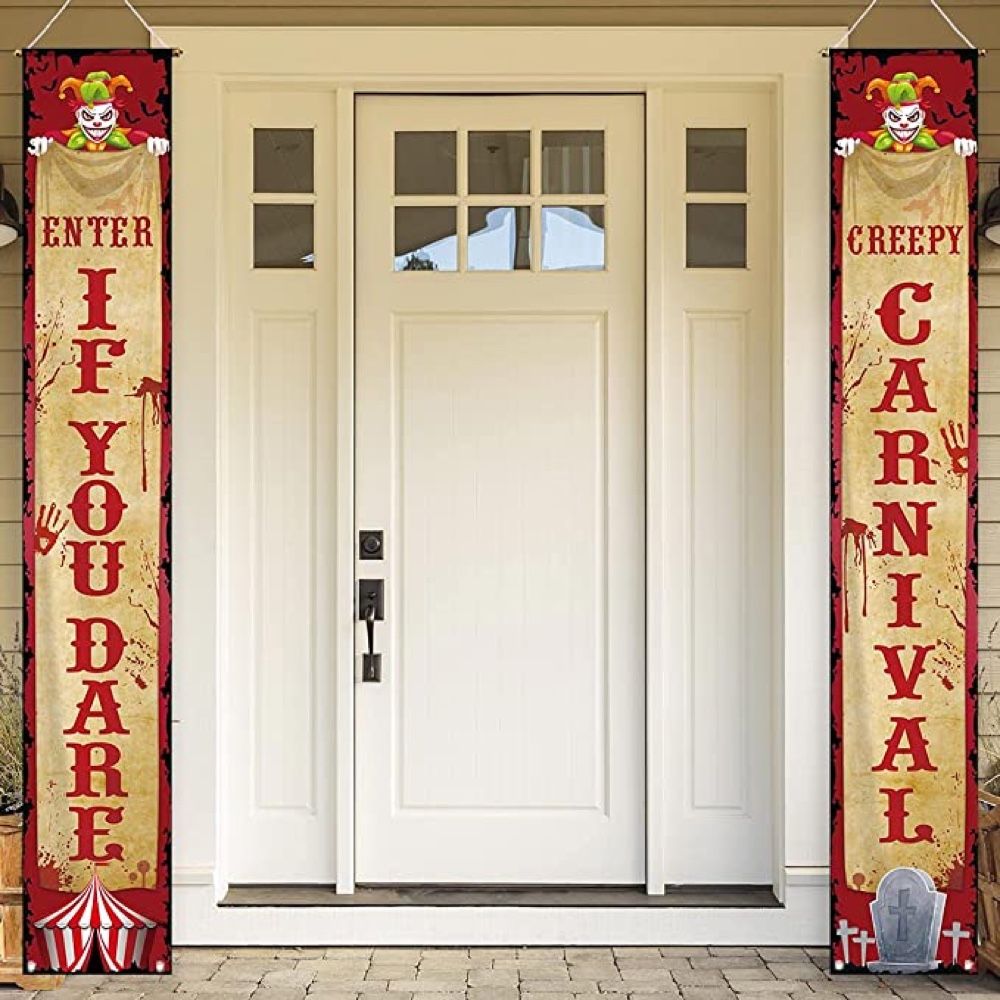 Creepy Clown Part Themed Halloween Party - Scary Clown Themed Halloween Party - Freaky Clown Themed Halloween Party - Party Decorations - Party Supplies - Ideas - Inspiration - Door Banners