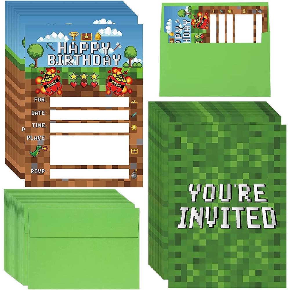 Minecraft Themed Party - Kids Children - Minecraft Theme Birthday Party - Video Games - Ideas and Inspiration - Party Supplies - Party Decorations - Party Invitations - Invites