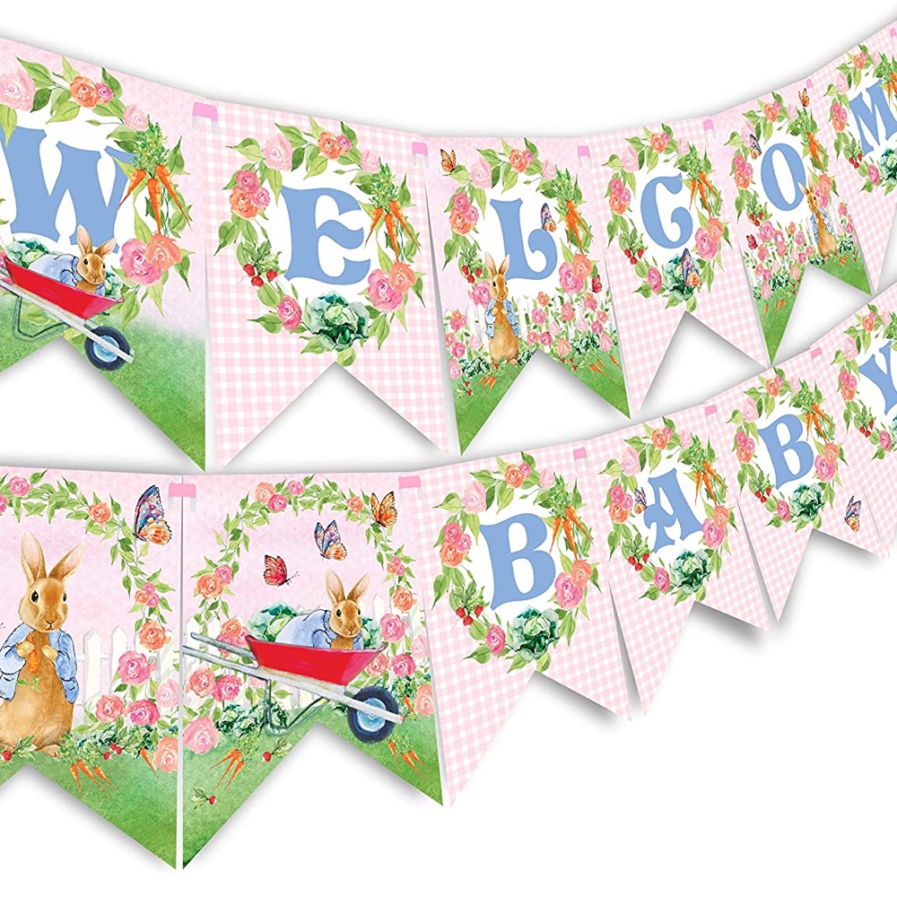 Peter Rabbit Themed Baby Shower - Gender Reveal Party - Ideas - Inspiration - Party Decorations - Party Supplies - Welcome Baby Banner