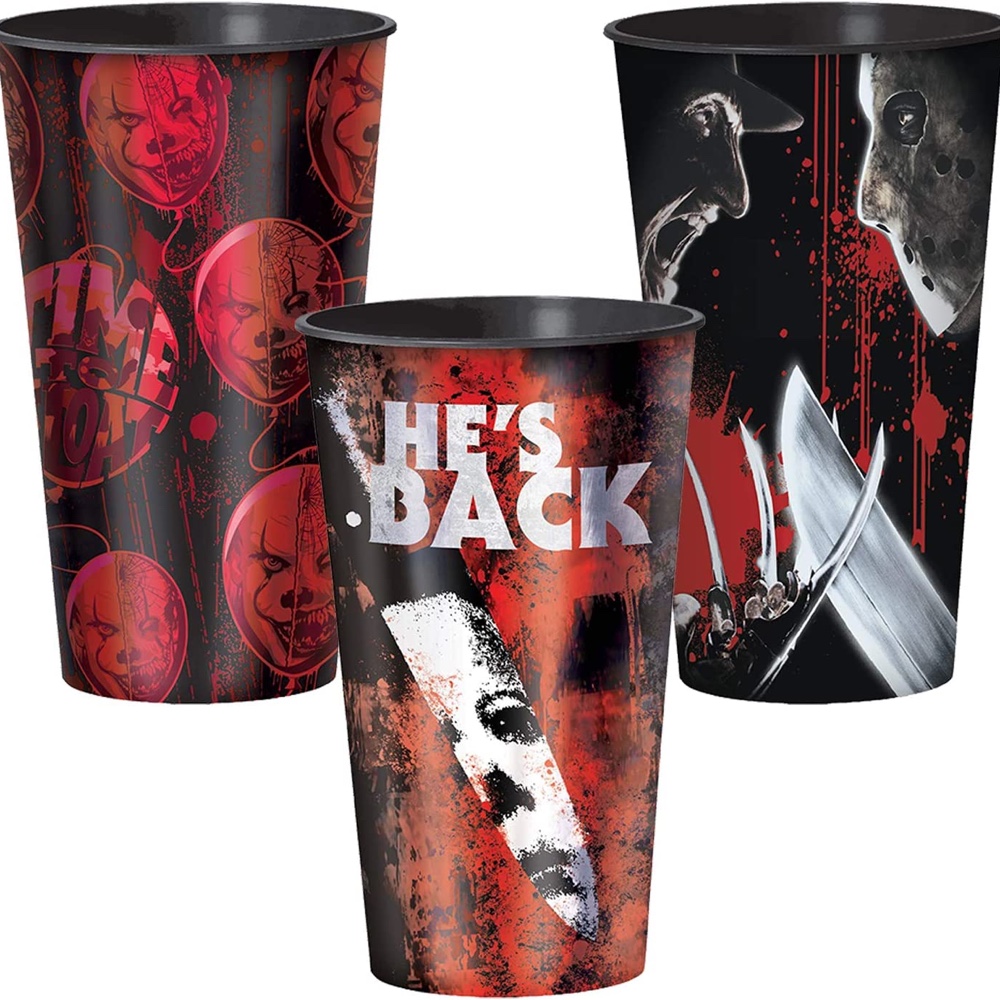Scary Movie Marathon Halloween Party - Scary Movie Marathon Party - Horror Movie Marathon Halloween Party - Horror Movie Marathon Party - Ideas - Suggestions - Scariest - Party Decorations - Party Supplies - Cups