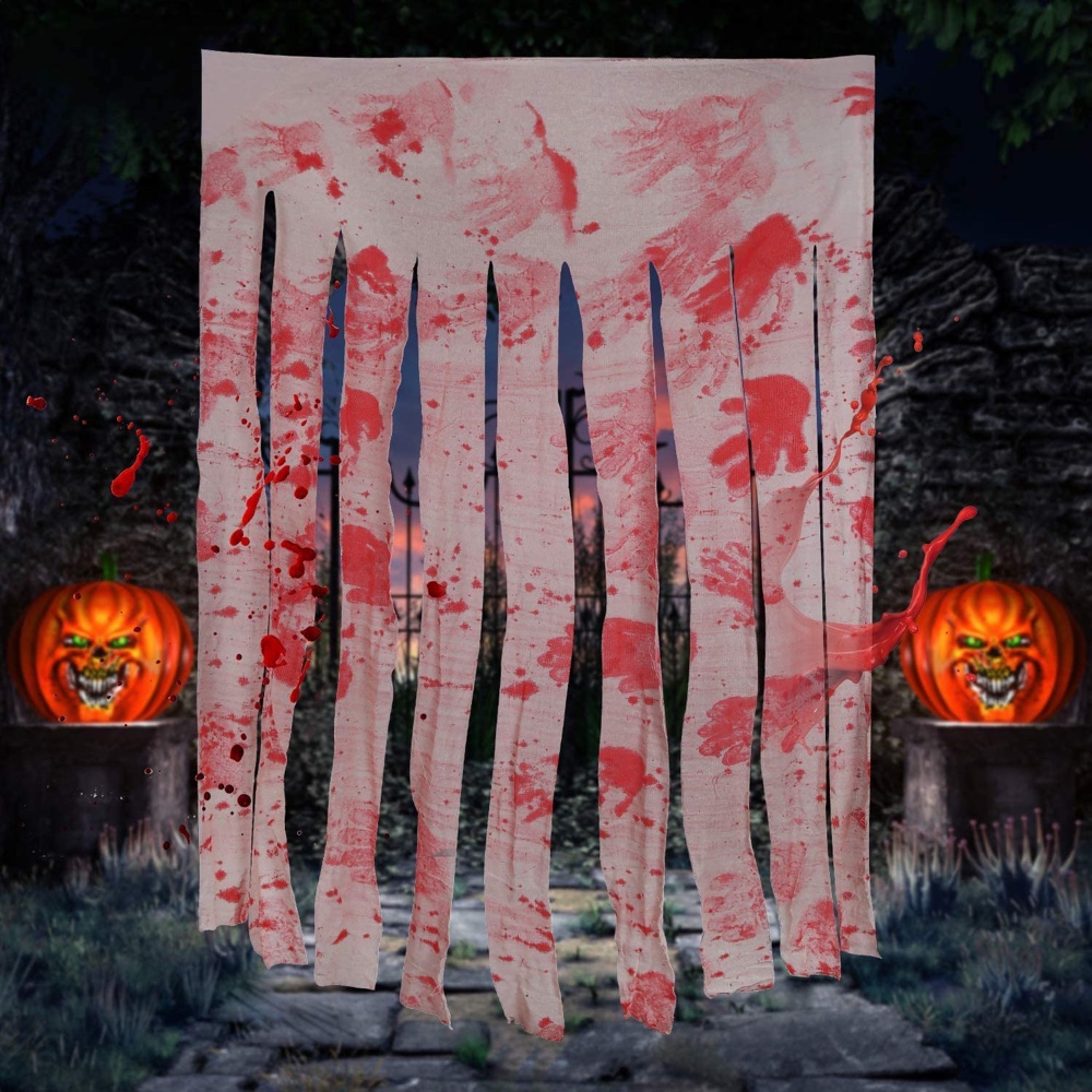 Saw Themed Halloween Party - Horror Movie Themed Party - Scary Party - Ideas - Inspiration - Party Decorations - Party Supplies - Blood Soaked Curtain