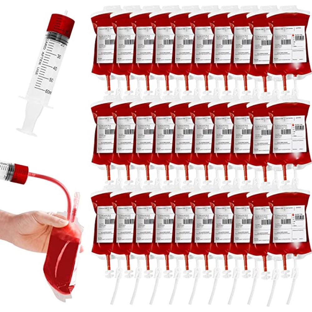 Saw Themed Halloween Party - Horror Movie Themed Party - Scary Party - Ideas - Inspiration - Party Decorations - Party Supplies - Novelty IV Blood Bag Drinks