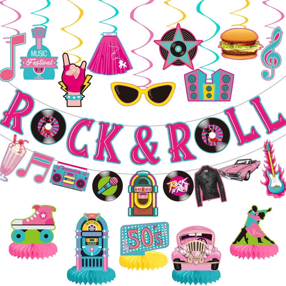 50's Themed Party - 1950's Themed Party Rock n Roll - Birthday Party - Ideas - Inspiration - Decorations - Party Supplies - Party Supplies Set