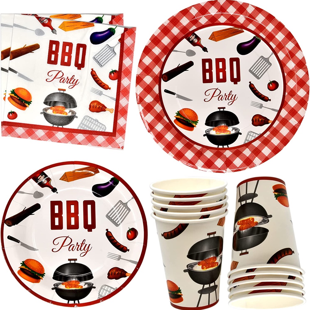 Outdoor BBQ Themed Party - Outdoor Barbeque Themed Party - Summer Birthday Party - Celebration Ideas - Inspiration - Party Decorations - Party Supplies - Food - Tableware