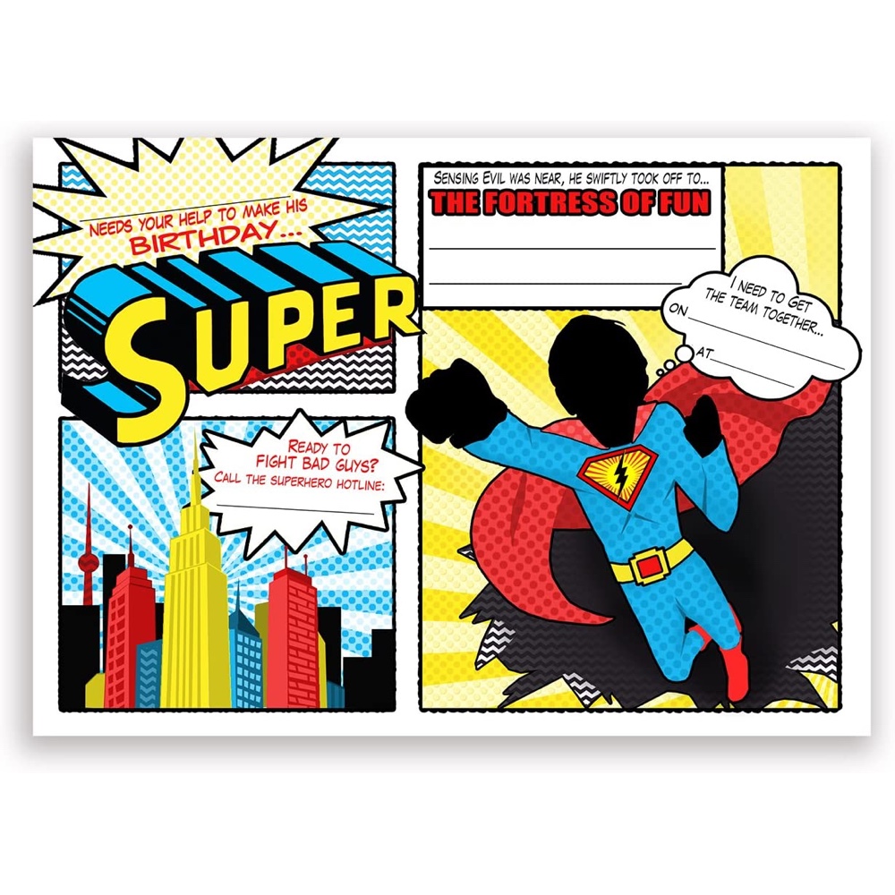 Superman Themed Party - Kids - Childs - Birthday Party - Ideas - Inspiration - Party Supplies - Party Decorations - Party Invites - Invitations