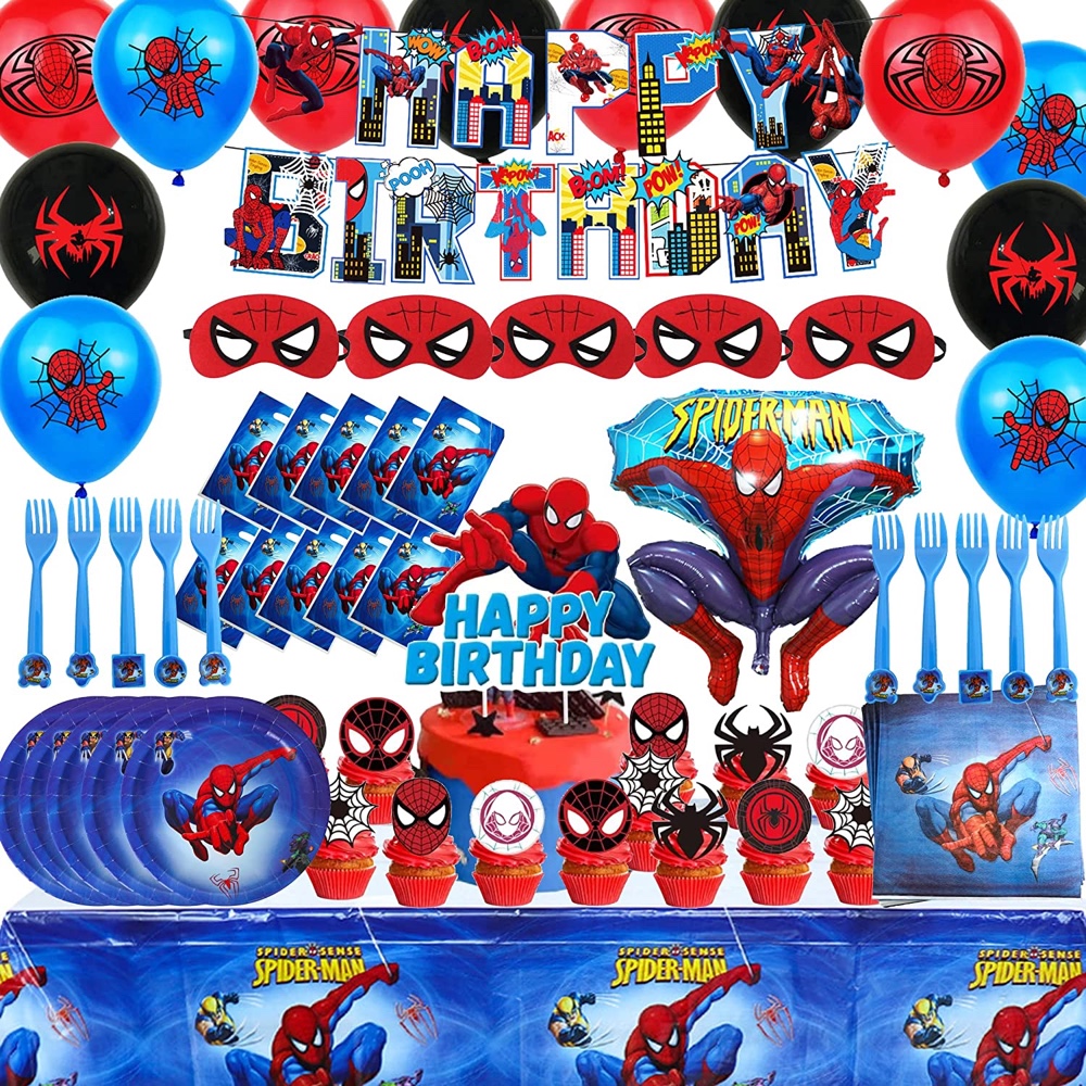 Spiderman Themed Party - Kids - Childs - Birthday Party - Ideas - Inspiration - Party Supplies - Party Decorations - Party Supplies Set Kit
