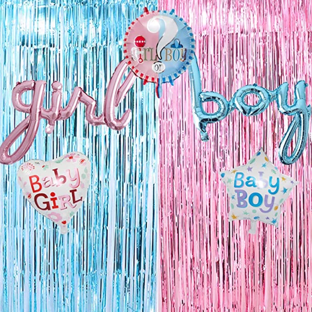 Baby Gender Reveal Party - Ideas - Inspiration - Party Decorations - Party Supplies - Tinsel Curtain