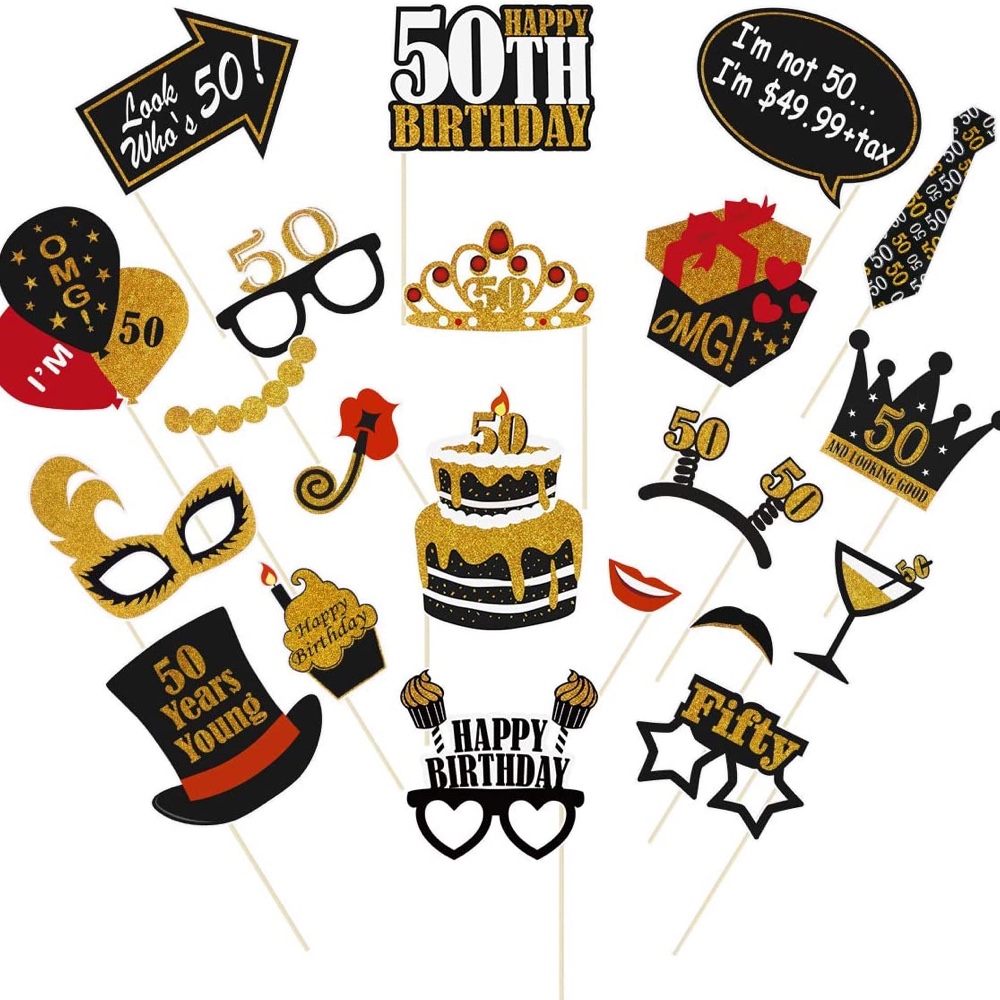 50th Birthday Party Decorations and Supplies - Photo Props