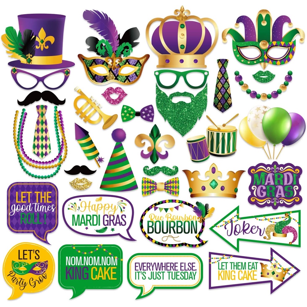 Mardi Gras Themed Party - Decorations - Supplies - Photo Props