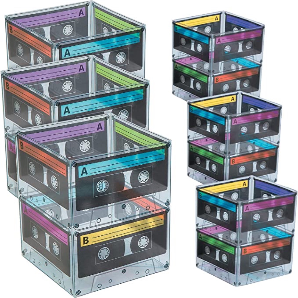 80's Retro Themed Party - Decorations - Supplies - Ideas - Inspiration - Birthday - Cassette Tape Centerpieces