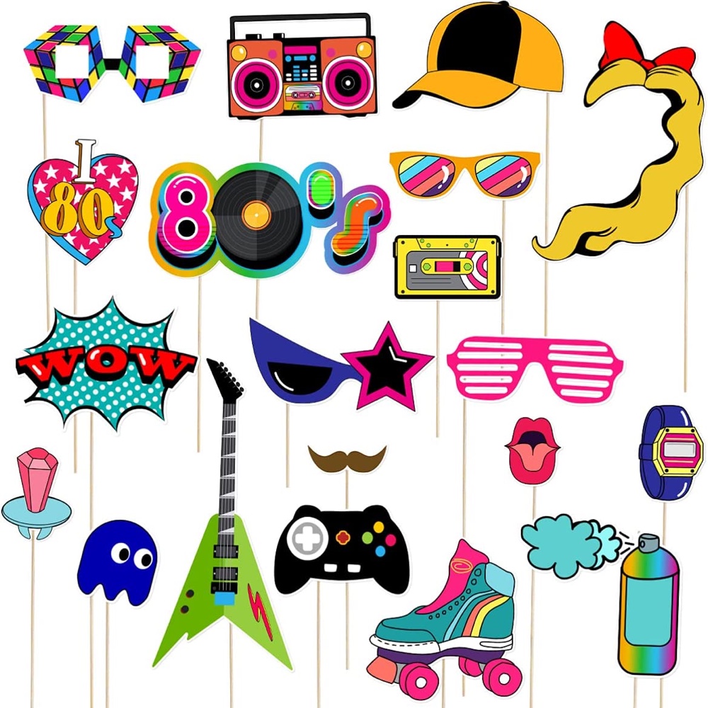 80's Retro Themed Party - Decorations - Supplies - Ideas - Inspiration - Birthday - Photo Props