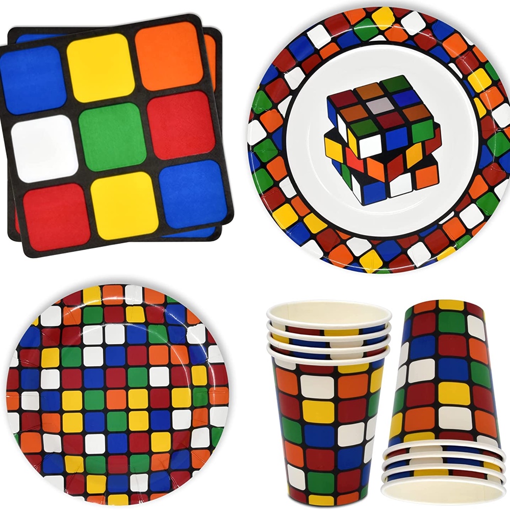 80's Retro Themed Party - Decorations - Supplies - Ideas - Inspiration - Birthday - Rubix Cube Napkins