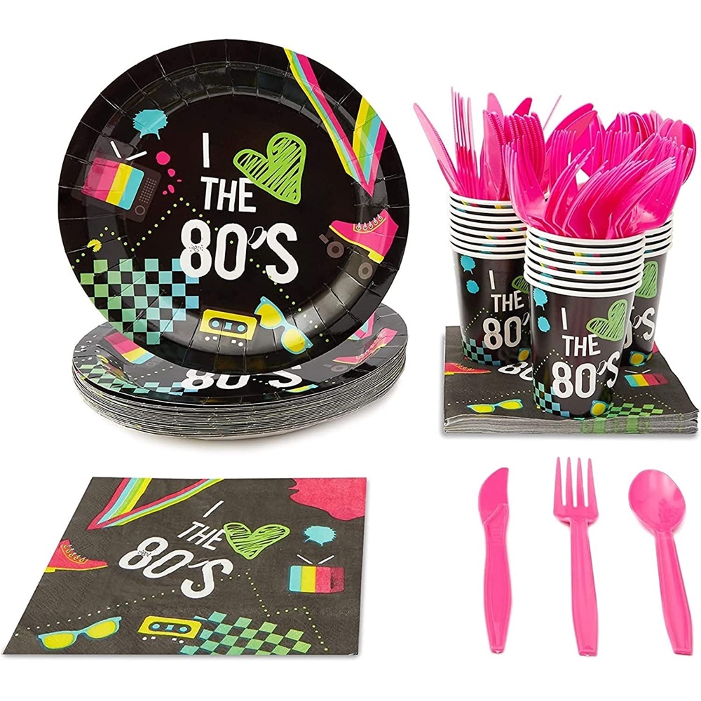80's Retro Themed Party - Decorations - Supplies - Ideas - Inspiration - Birthday - Tableware